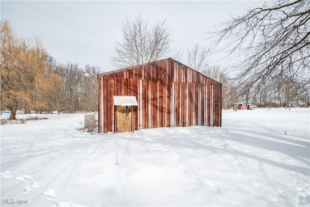 view of snow covered structure