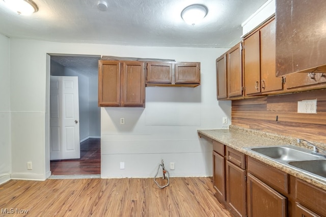 kitchen with sink and light hardwood / wood-style floors