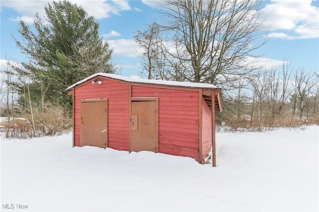 view of snow covered structure