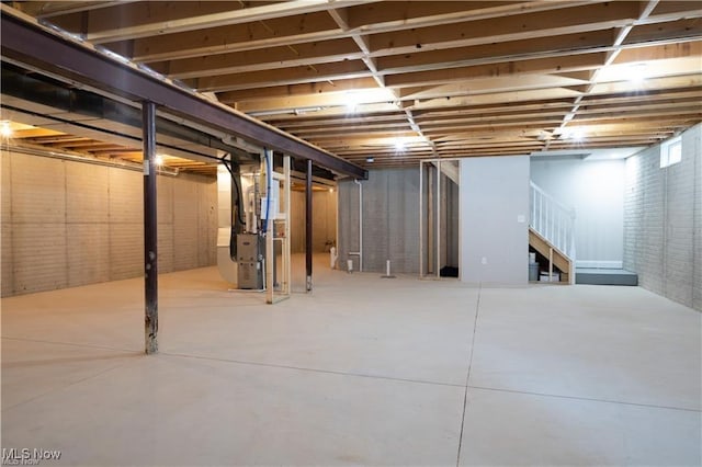 basement with heating unit