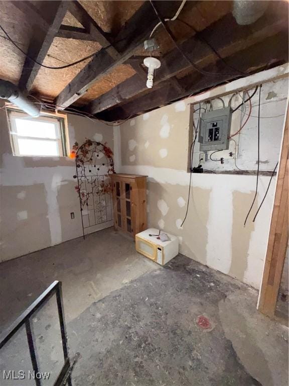 basement with electric panel