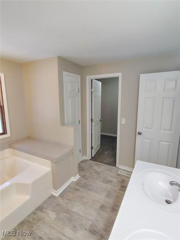 bathroom featuring vanity and a bathtub