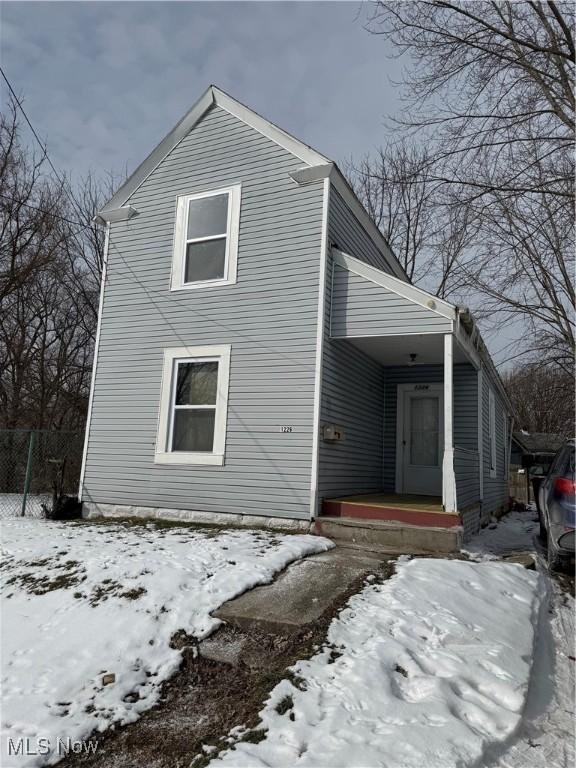 view of snow covered exterior