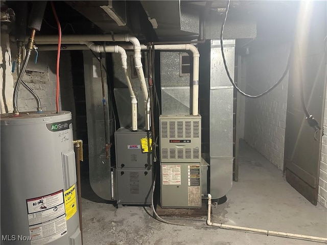 utility room with electric water heater