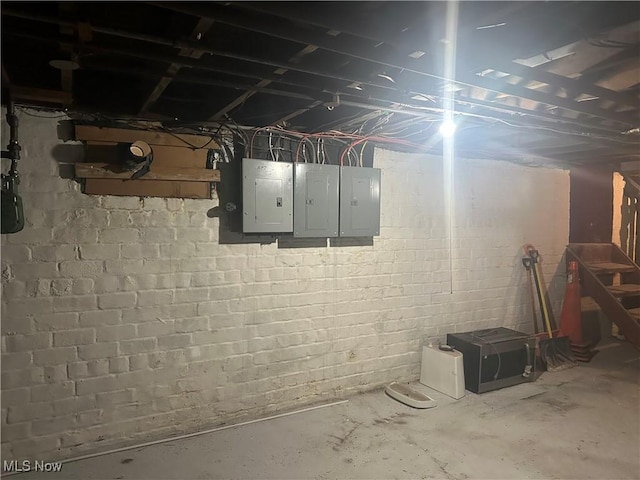 basement with electric panel