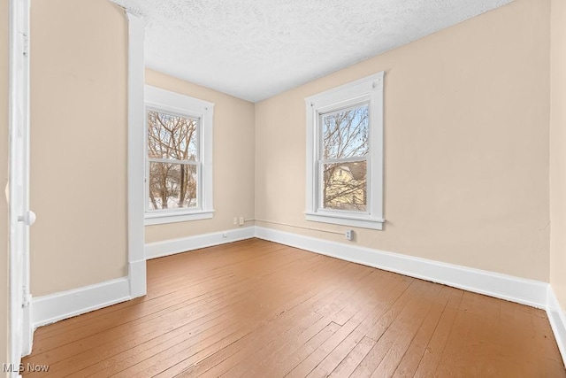 empty room featuring wood-type flooring and a textured ceiling