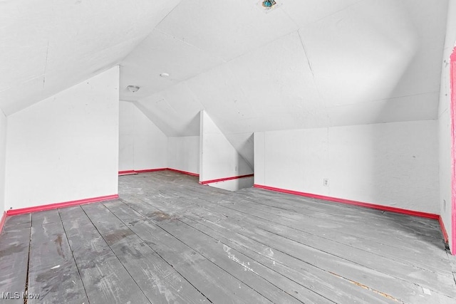 additional living space with lofted ceiling and wood-type flooring