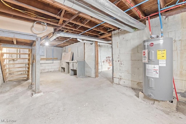 basement with water heater