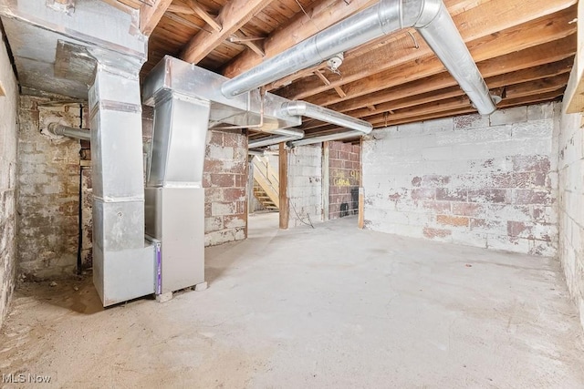 basement with heating unit