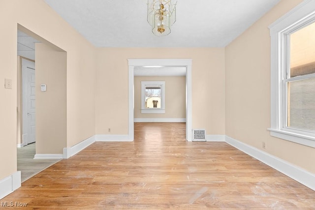 interior space with light hardwood / wood-style floors