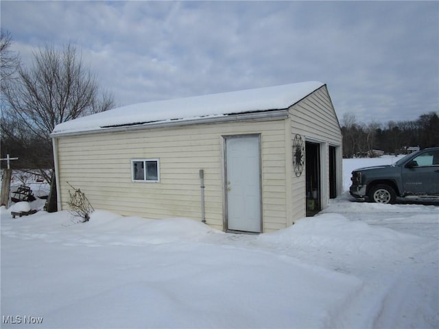 view of snow covered structure