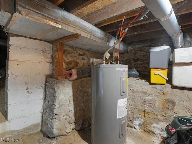 utility room featuring electric water heater