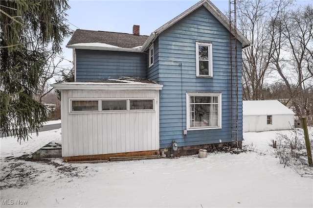 exterior space with a garage