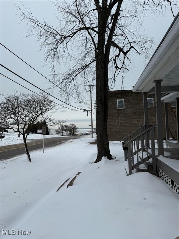 view of yard covered in snow