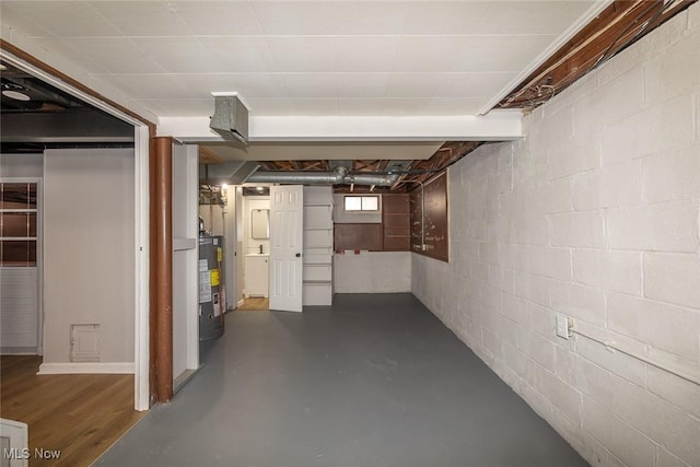 basement with gas water heater