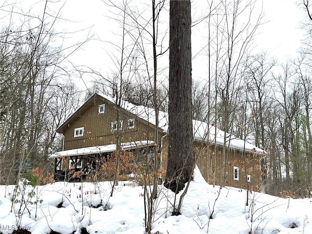 view of snow covered exterior