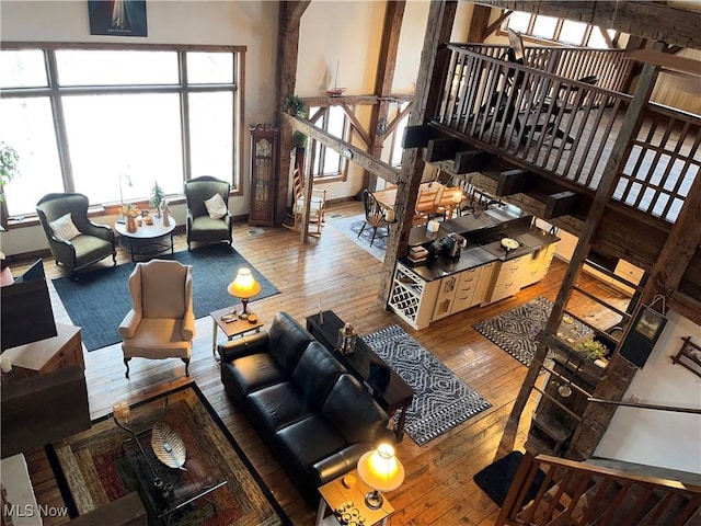 living room with wood-type flooring