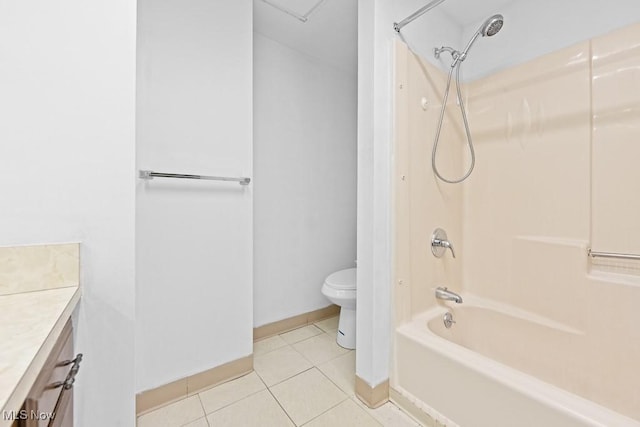 full bathroom with tile patterned floors, vanity, toilet, and shower / bathing tub combination