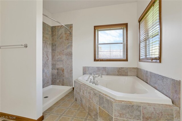 bathroom with plus walk in shower