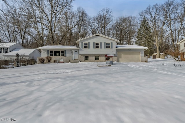 split level home with a garage