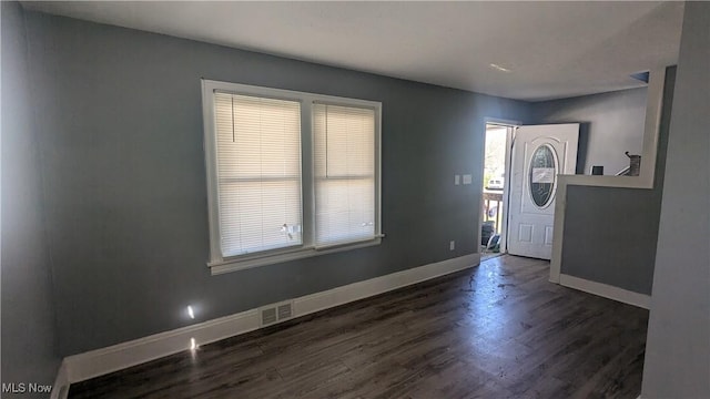 foyer featuring dark wood-type flooring