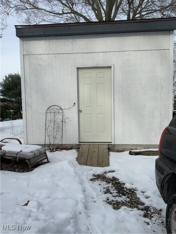 view of snow covered structure