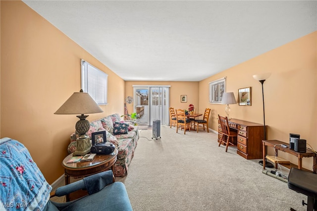 living room with carpet floors