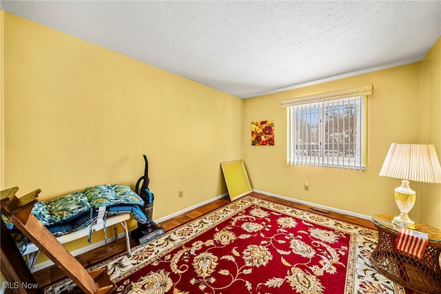 sitting room with a textured ceiling