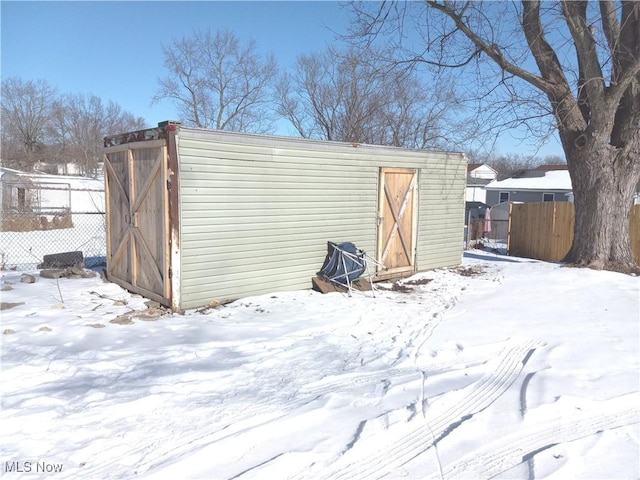 view of snow covered structure