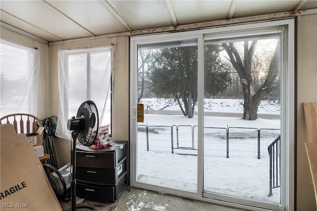 doorway to outside with concrete flooring