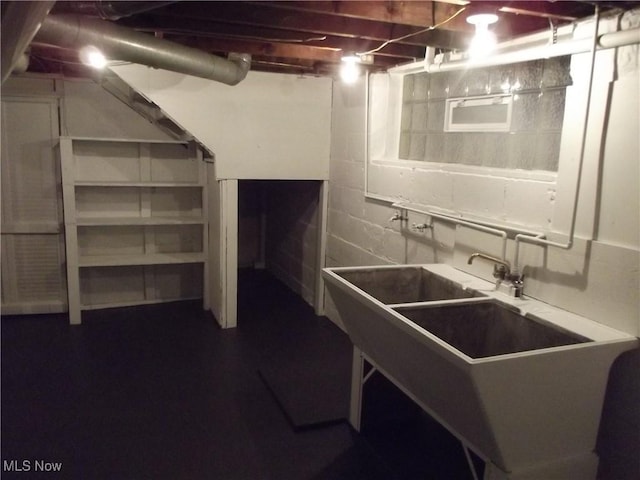 basement featuring sink