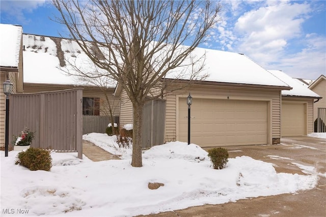 exterior space with a garage