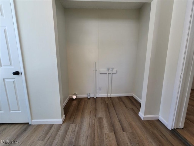 laundry area with hardwood / wood-style flooring