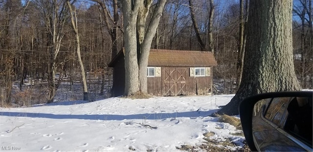 exterior space with a storage unit