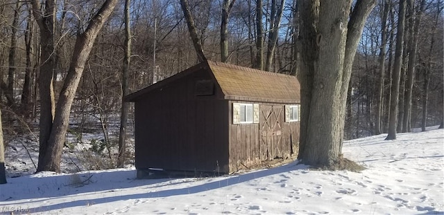 view of snow covered structure