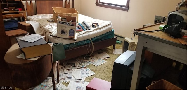 misc room featuring a baseboard radiator and carpet flooring