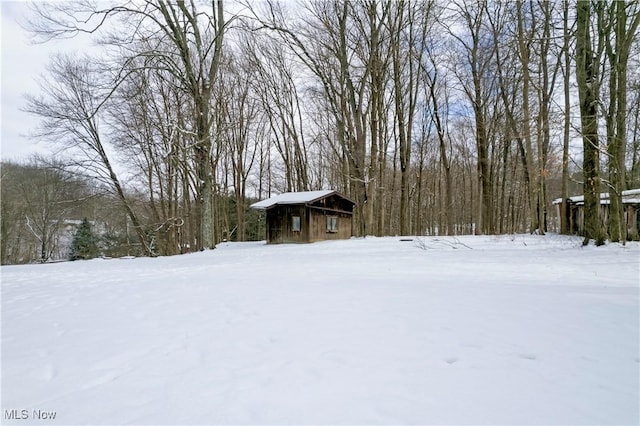 view of yard covered in snow