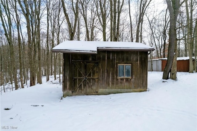 view of snow covered structure