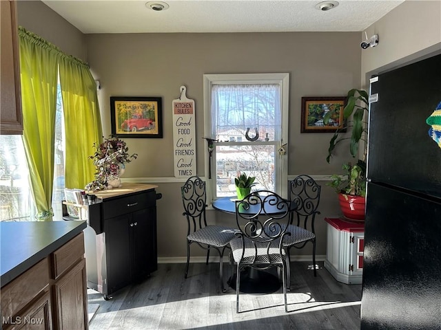 dining area featuring dark wood-type flooring and a wealth of natural light