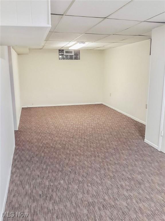 basement with carpet flooring