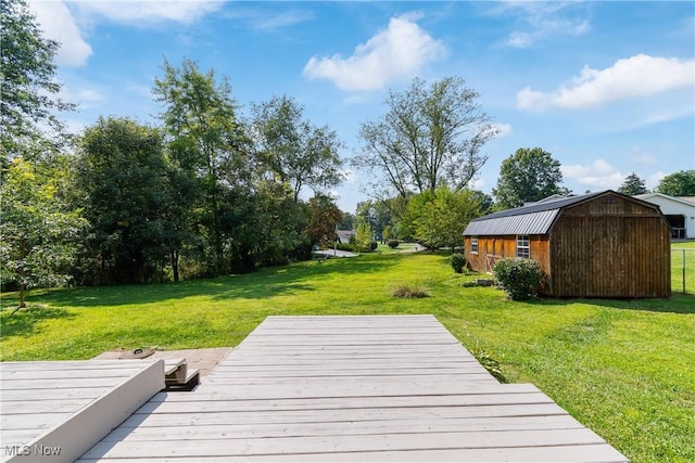 exterior space featuring a yard and a shed