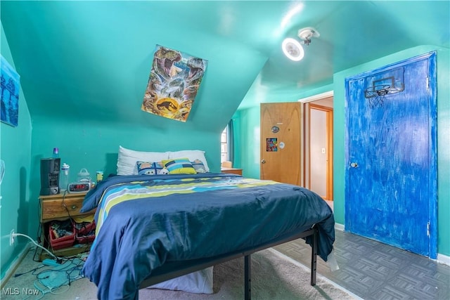 bedroom with parquet flooring