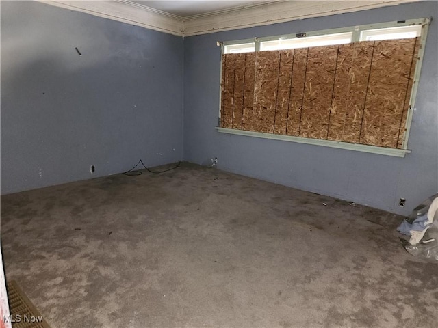 empty room featuring ornamental molding