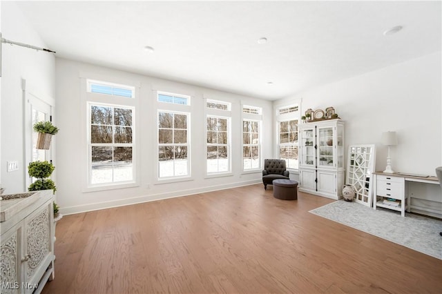 sitting room featuring light hardwood / wood-style flooring