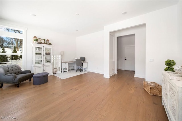 interior space with light hardwood / wood-style floors