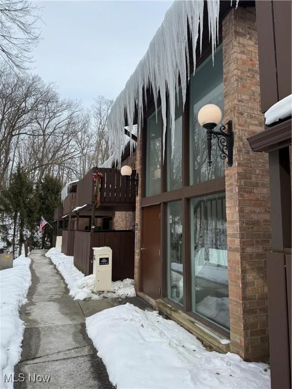 view of snow covered exterior