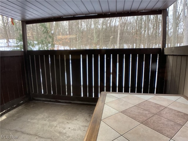 view of unfurnished sunroom