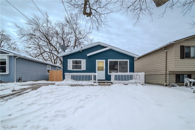 view of snow covered property