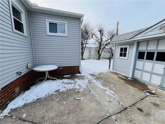 exterior space featuring a garage