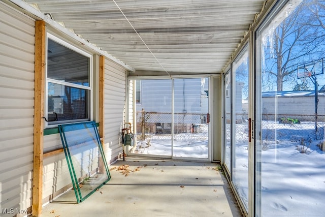 view of unfurnished sunroom